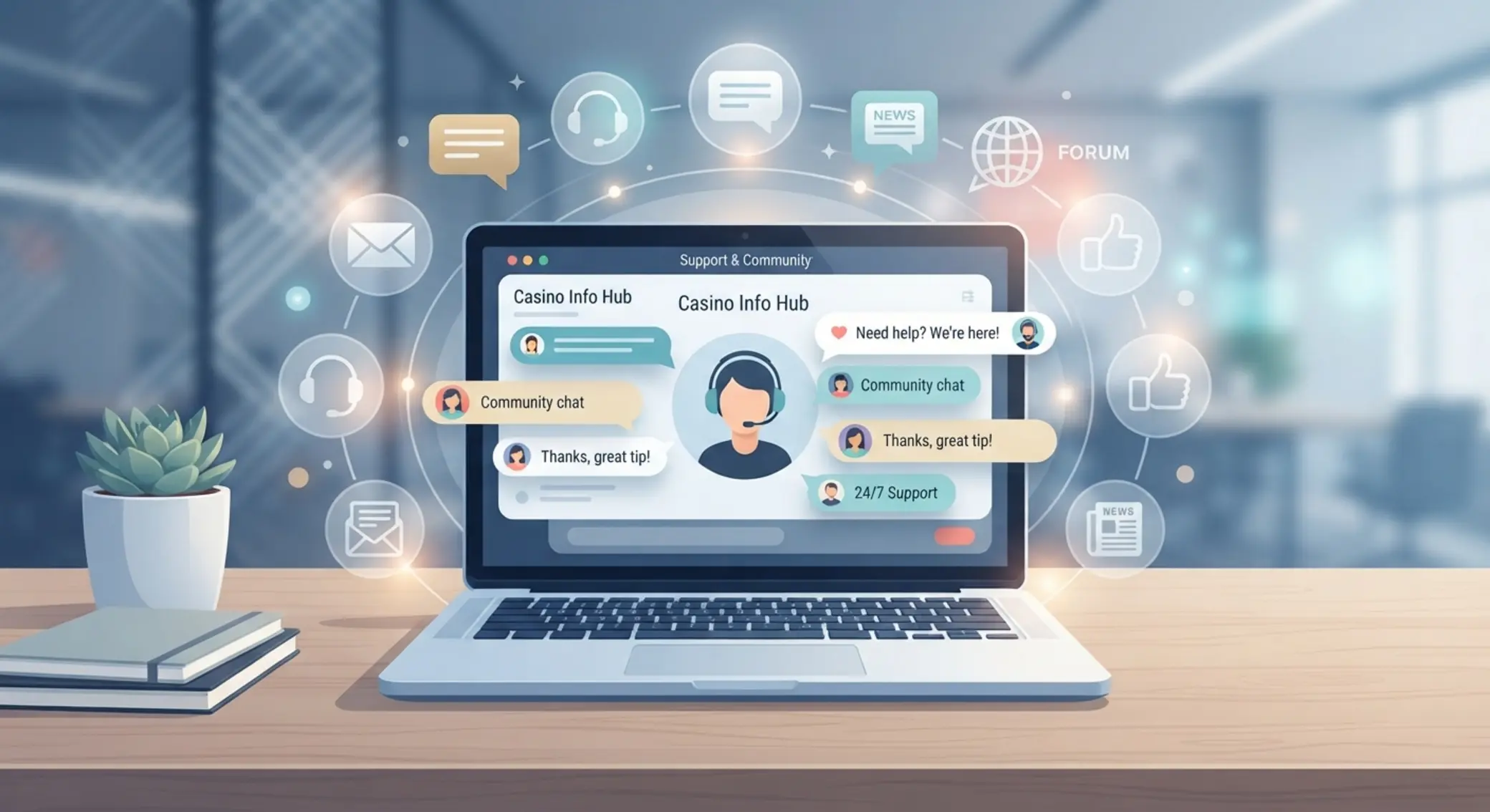 Kontakt i media społecznościowe Kontakt i społeczność wokół serwisu o kasynach online