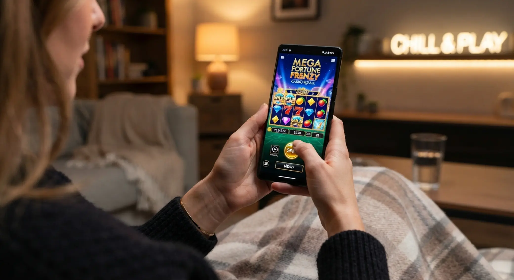Gracz korzysta z kasyna online na smartfonie z Androidem