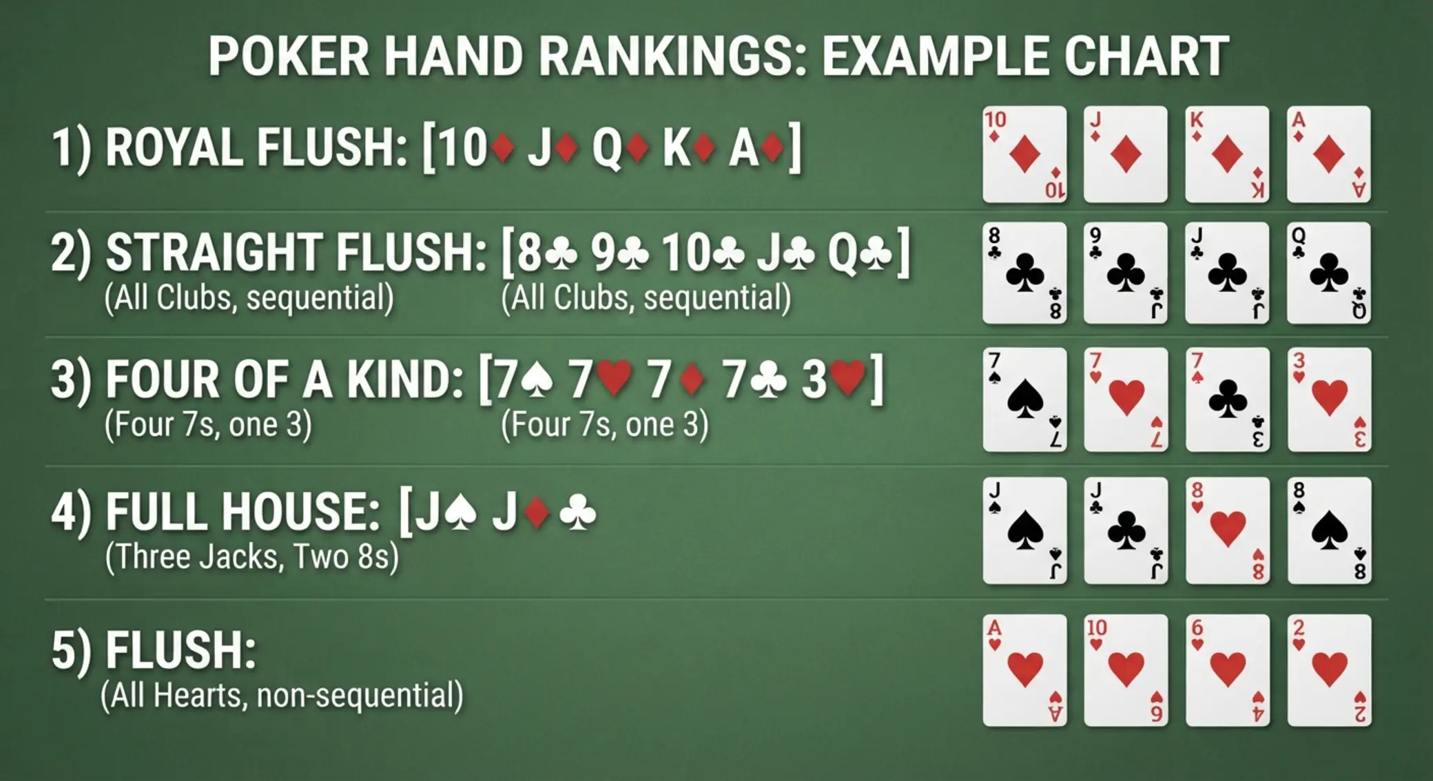 Ranking rąk pokerowych Schemat układów kart w pokerze Texas Hold’em