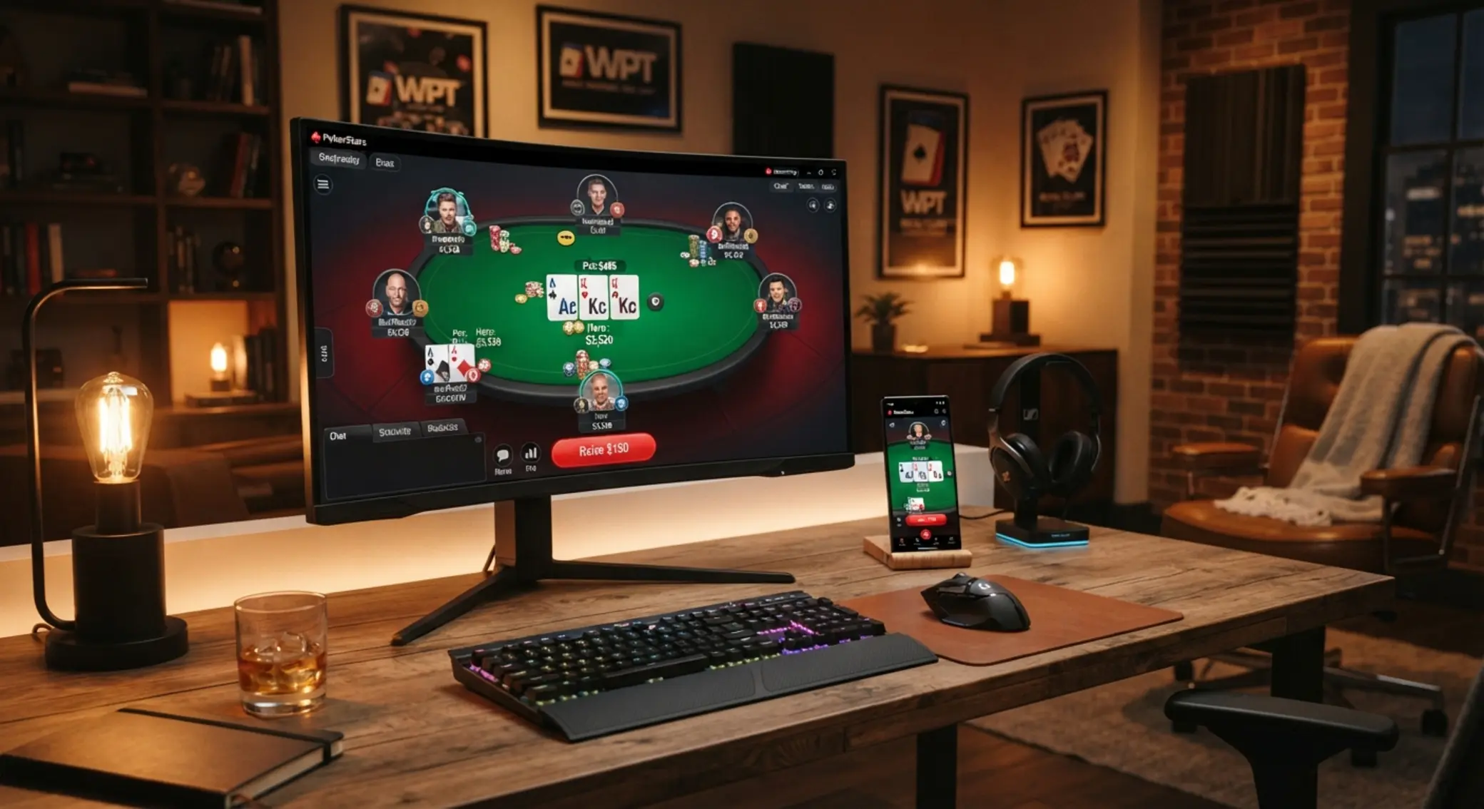 Wirtualny stół pokerowy online Wirtualny stół pokerowy online na ekranie komputera i telefonu