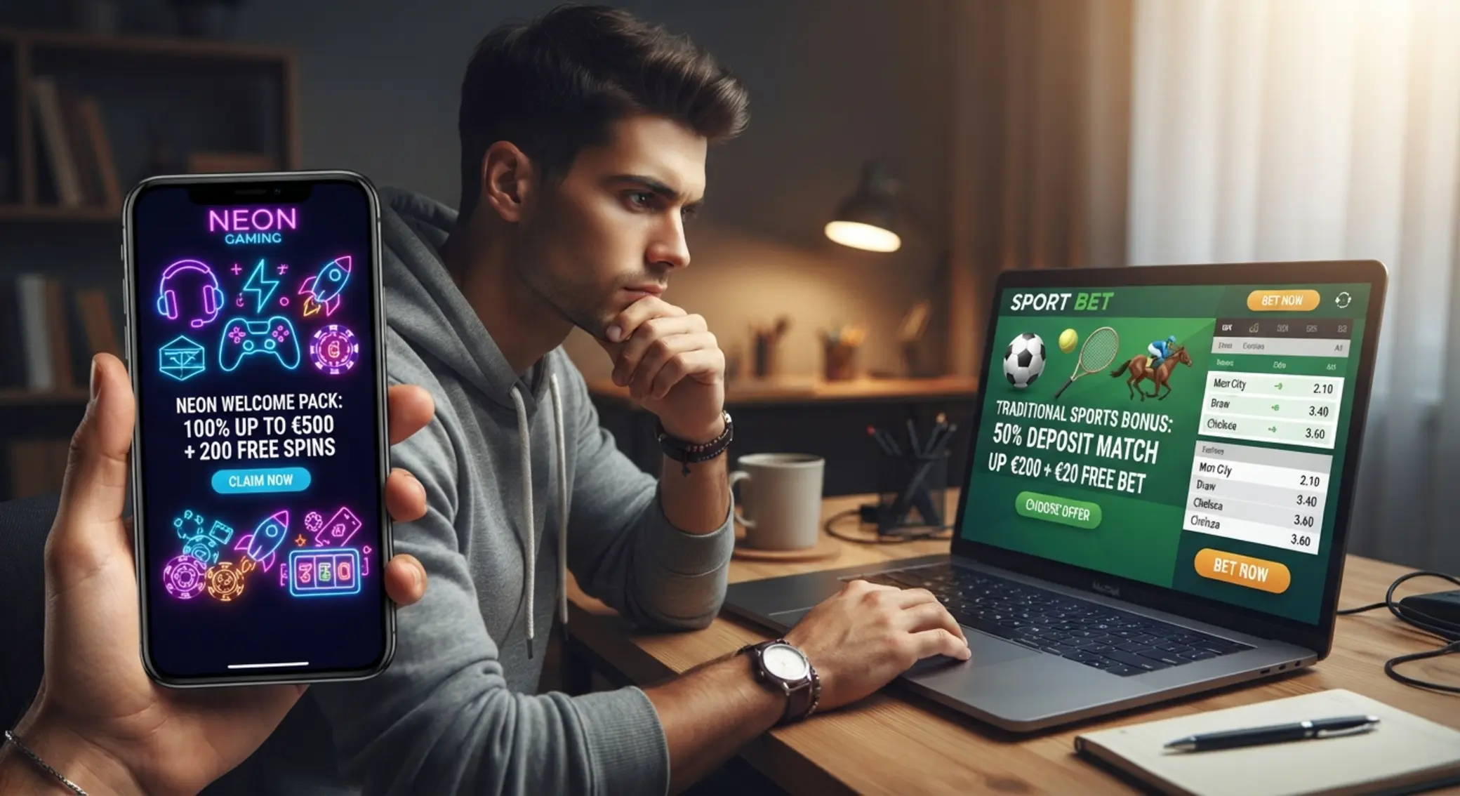 Jak dopasować bonus do stylu gry Użytkownik wybiera między bonusem GGBet i Betclic