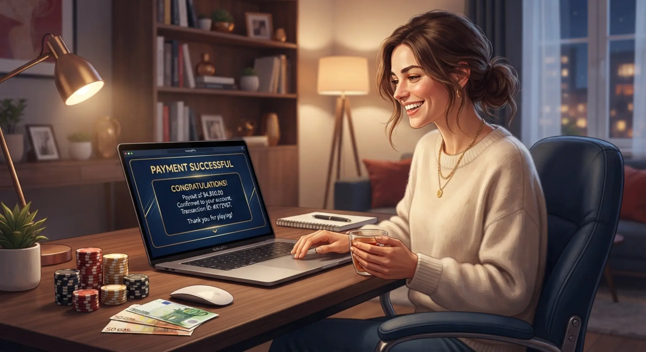 Gracz sprawdzający wypłatę z kasyna online na laptopie